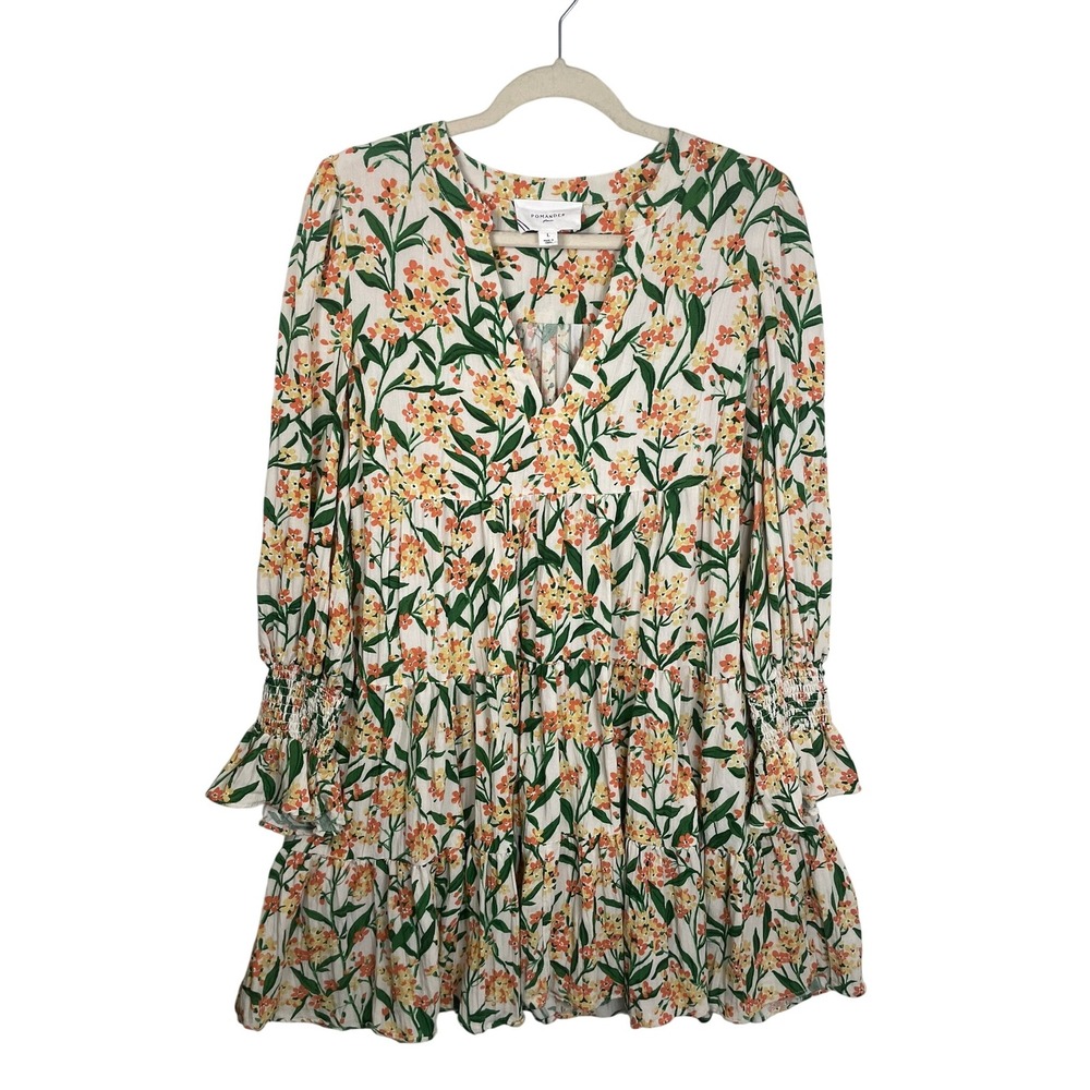 Pomander Place Bermuda‎ Blossom Kenzo Floral Mini Dress Size L Boho Romantic